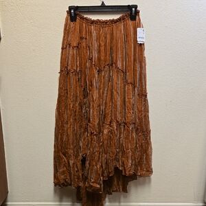 NWT, Free People FP One Terracotta Stripe Ember Printed Midi Skirt, Size Medium